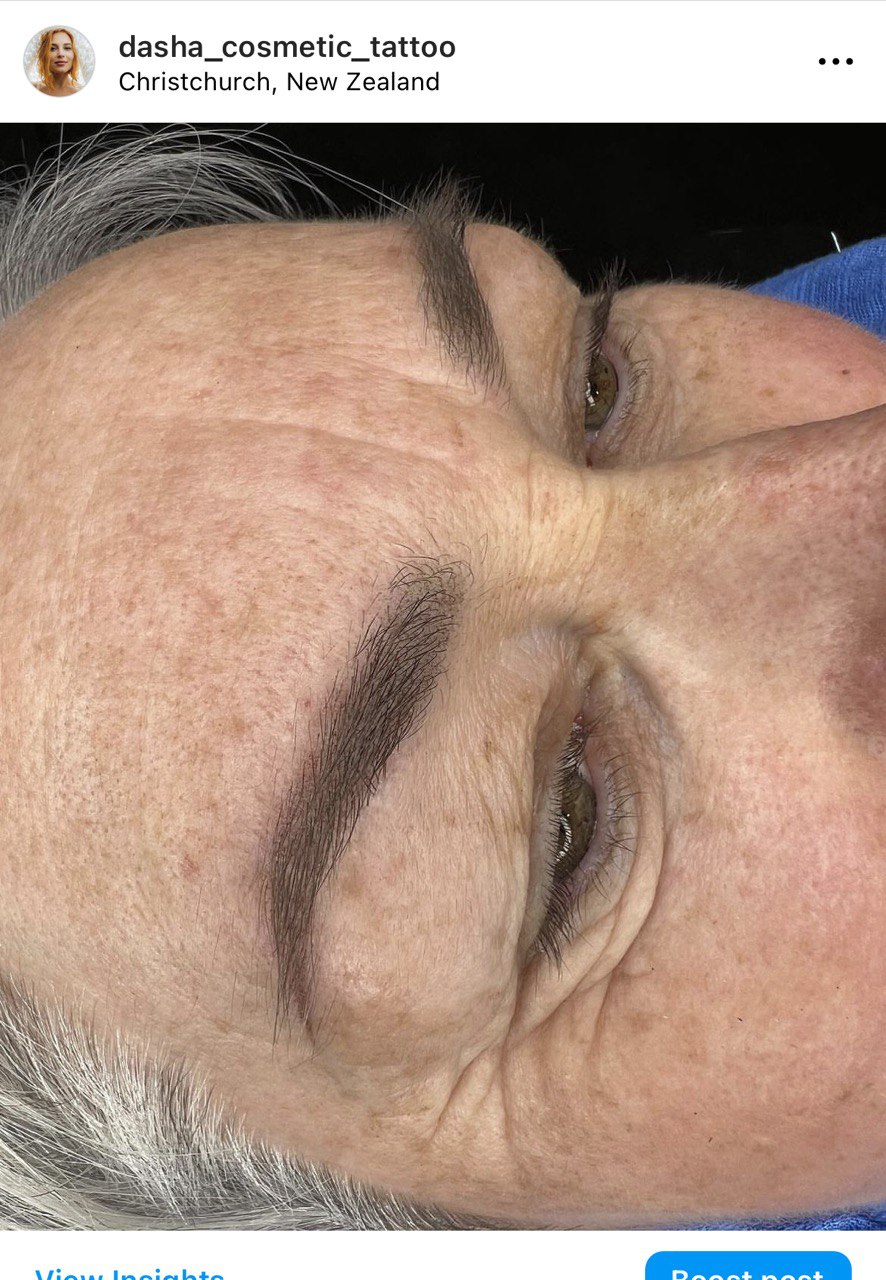 Eyebrows Cosmetic Tattoo. Cosmetic and Mediical Tattoo by Dasha. Permanent makeup and reconstructive tattoo, scalp micro-pigmentation in Christchurch, New Zealand
