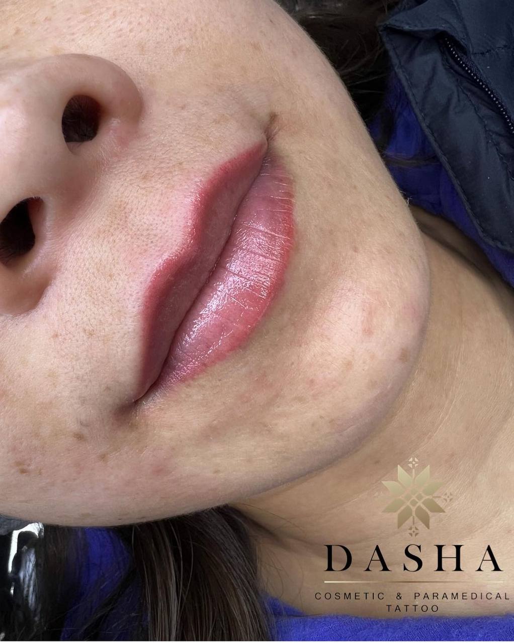 LIp Outline Cosmetic Tattoo. Cosmetic and Mediical Tattoo by Dasha. Permanent makeup and reconstructive tattoo, scalp micro-pigmentation in Christchurch, New Zealand