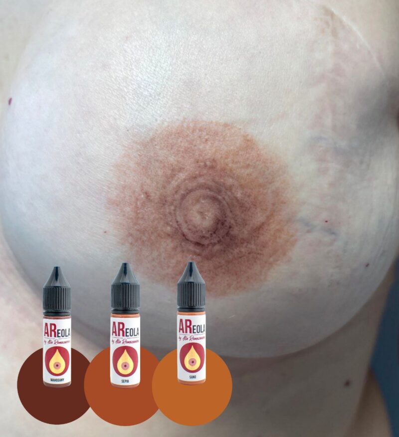AReola Pigments by Alla Romazanova 10ml. Cosmetic and Mediical Tattoo by Dasha. Permanent makeup and reconstructive tattoo, scalp micro-pigmentation in Christchurch, New Zealand