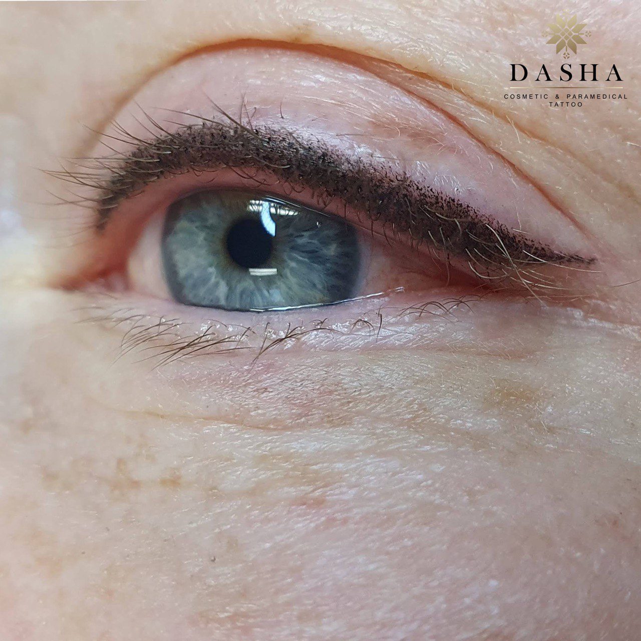 Thick Eyeliner Cosmetic Tattoo. Cosmetic and Mediical Tattoo by Dasha. Permanent makeup and reconstructive tattoo, scalp micro-pigmentation in Christchurch, New Zealand