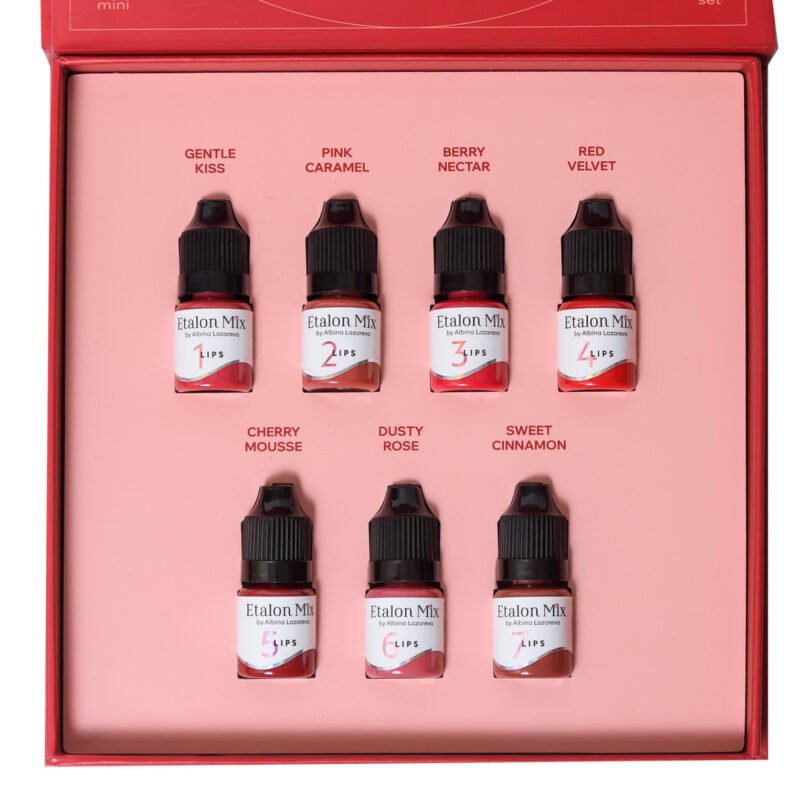 Lips Pigments Set – Etalon Mix. Cosmetic and Mediical Tattoo by Dasha. Permanent makeup and reconstructive tattoo, scalp micro-pigmentation in Christchurch, New Zealand