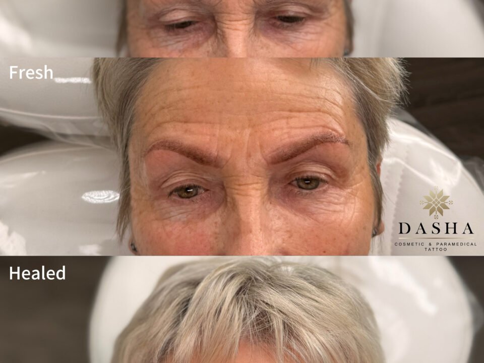 Brows Cosmetic Tattoo, Gradient Method. Cosmetic and Mediical Tattoo by Dasha. Permanent makeup and reconstructive tattoo, scalp micro-pigmentation in Christchurch, New Zealand